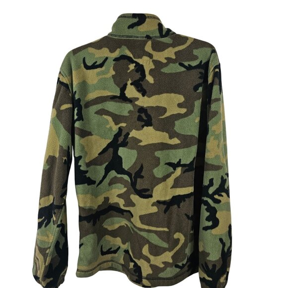 Mens Winter Outdoor Warm Soft Cozy Fleece Green Brown Camo Cowl Neck Sweater S - Picture 3 of 15